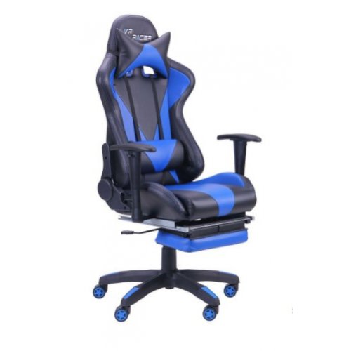 Кресло руководителя AMF Racer Пластик кожзам черный/синий