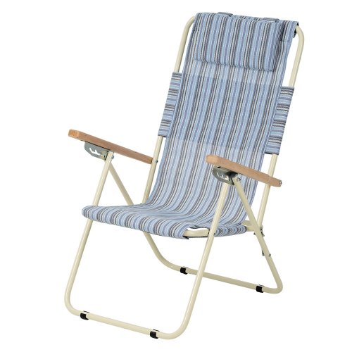 Кресло-шезлонг Ясень 20 мм текстилен голубая полоска