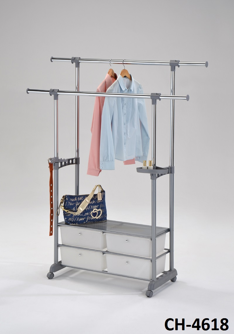 Напольная передвижная вешалка для одежды Double-Pole Telescopic Clothes Rack 20кг оптом из Китая